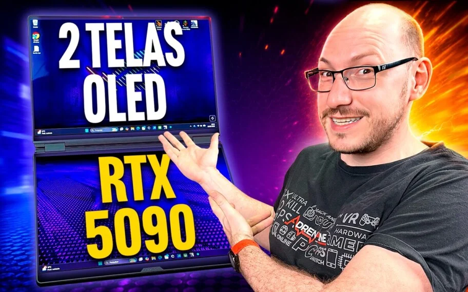 Duas telas OLED e RTX 5090: o notebook definitivo!