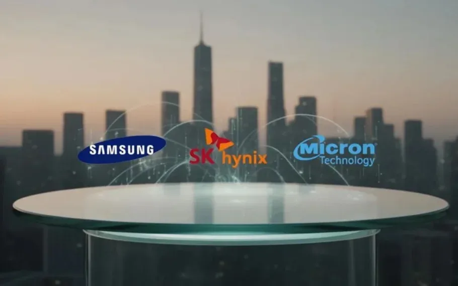 Imagem conceitual com logos das maiores fabricantes de memórias do mundo