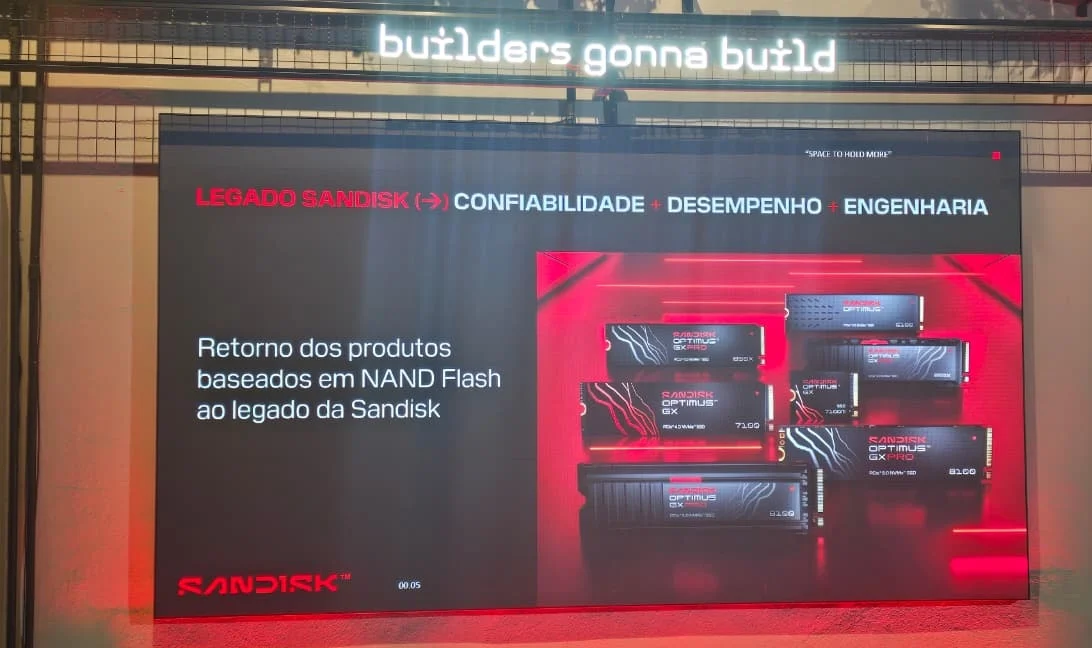Sandisk Optimus chega ao Brasil com SSDs de até 8 TB e foco em IA, jogos e criação de conteúdo